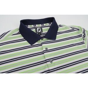 FootJoy Men's‎ Large Athletic Fit Green Striped Golf Performance PGA Polo Shirt